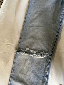 Knee Cut Straight Fit Denim
