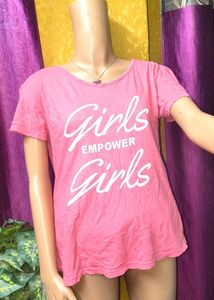 🇬🇧Pink T-shirt Girls Empower Graphic soft silk👕