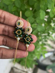 Elegant Green Beaded Drop Earrings