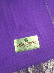 Elegant Purple Saree with blouse in Golden Border