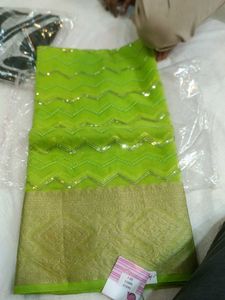 Elegant Lime Green Saree with Sequins