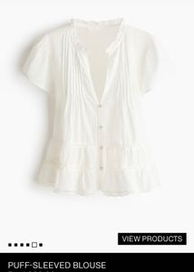 H&M Chic White Puff-Sleeved Blouse(never worn)