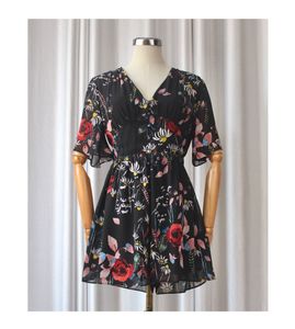 Floral Print V-Neck Romper
