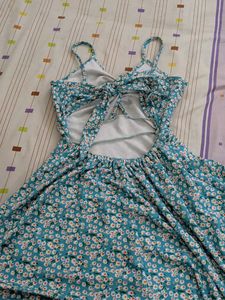 Blue Floral Print Summer Dress
