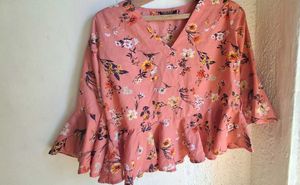 Peach Floral Ruffle Top