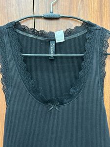 H&amp;M Black  Lace Trim Sleeveless short bodyco