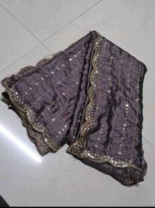 brinjal colour saree (new) with 🎁earings