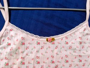 Floral Cami Top with Lace Trim