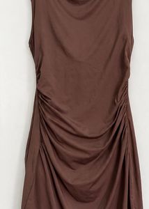 Chic Brown Sleeveless Mini Dress
