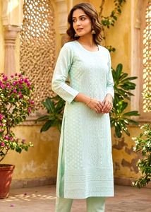 Elegant Mint Green Chikankari Kurta Set🌸🆕