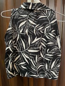 Zara Leaf Print Sleeveless Blazer
