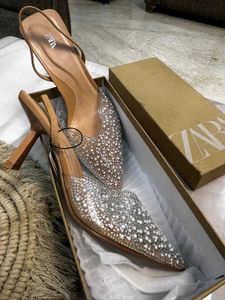 zara pearl Heels