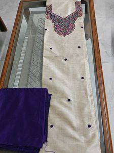 Embroidered chanderi silk Dress Material