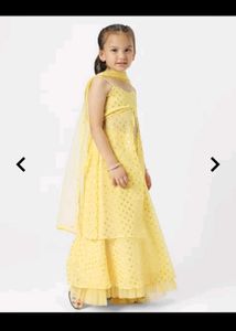 Girls Yellow Floral Print Lehenga Choli Set
