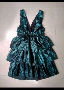 Sparkly Emerald Green Tiered Dress