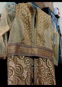 Elegant Gold &amp; Red Ombre party wear kurta