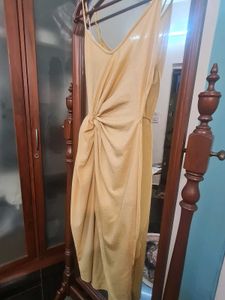 Front draped Yellow Party dress