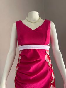 Stunning Magenta Maxi Dress with Floral Detail