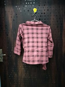Pink Plaid Tie-Front Shirt