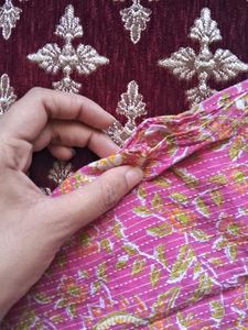 Pink Floral Print Kurta