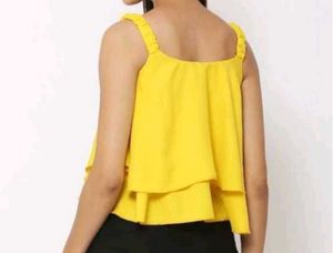 Yellow Tiered Ruffle Top with Butterfly Straps
