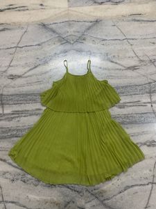 Lime Green Pleated Mini Dress