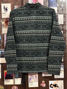 Patterned Fleece Mock Neck Sweater