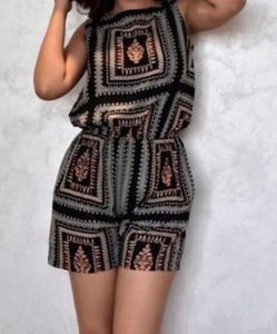 Patterned Sleeveless Jumpsuit