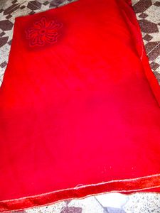 Elegant Red Chiffon Saree