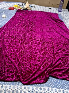 Vibrant Pink Velvet dress material piece cloth