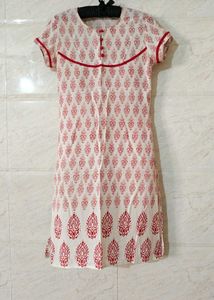 Red Print Short Sleeve Dress