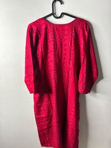 Vibrant Red Printed Kurta