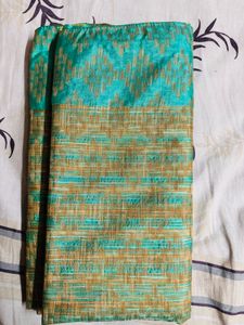 Beautiful Teal and Gold Saree with free earrings