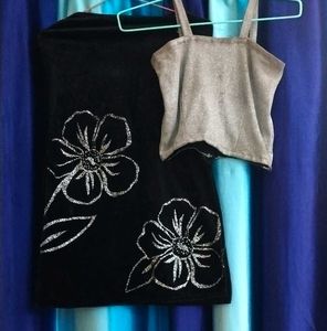 Floral Velvet Dress &amp; Top Set