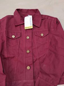 Maroon Denim Jacket, M Size