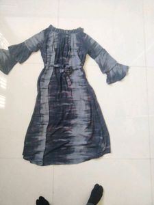 Gray Print Midi Dress