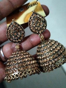 Golden Colour Kundan Stone Work Earings
