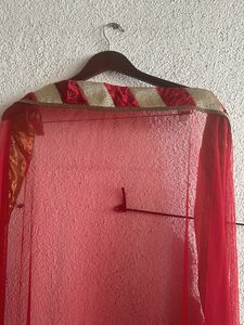 2.5 Meter Full Net Dupatta With Velvet Desig Borde