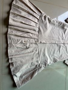 Beige Pleated Mini Dress