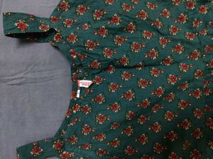 Green Floral Print Short kurta Top