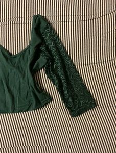 Elegant Green Lace Sleeve Top