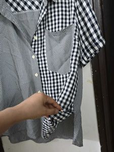 Stylish Asymmetrical Checkered Shirt size M
