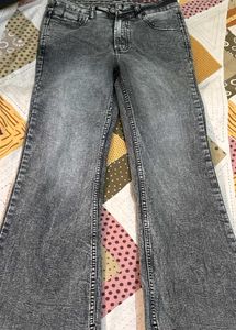 WESTSIDE NUON Grey Acid Wash Flare Jeans