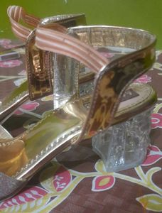 Sparkling Gold Wedge Sandals
