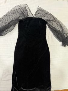 Elegant Black Velvet Off-Shoulder Dress