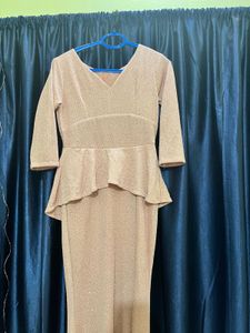 Elegant Pink Peplum Gown