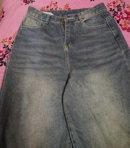 Wide Leg Blue Denim Jeans