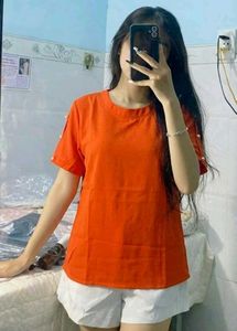 Vibrant Orange Short Sleeve Top