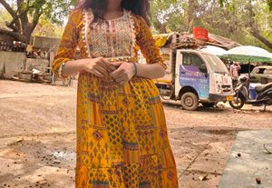 Boho Embroidered Mustard Dress