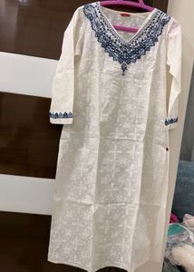 Elegant Embroidered White Kurta